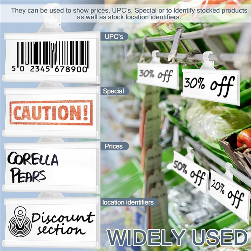 150 Pieces Plastic Wire Shelf Label Holders, Reusable Price Label Holder With Locks, Label Display Holder