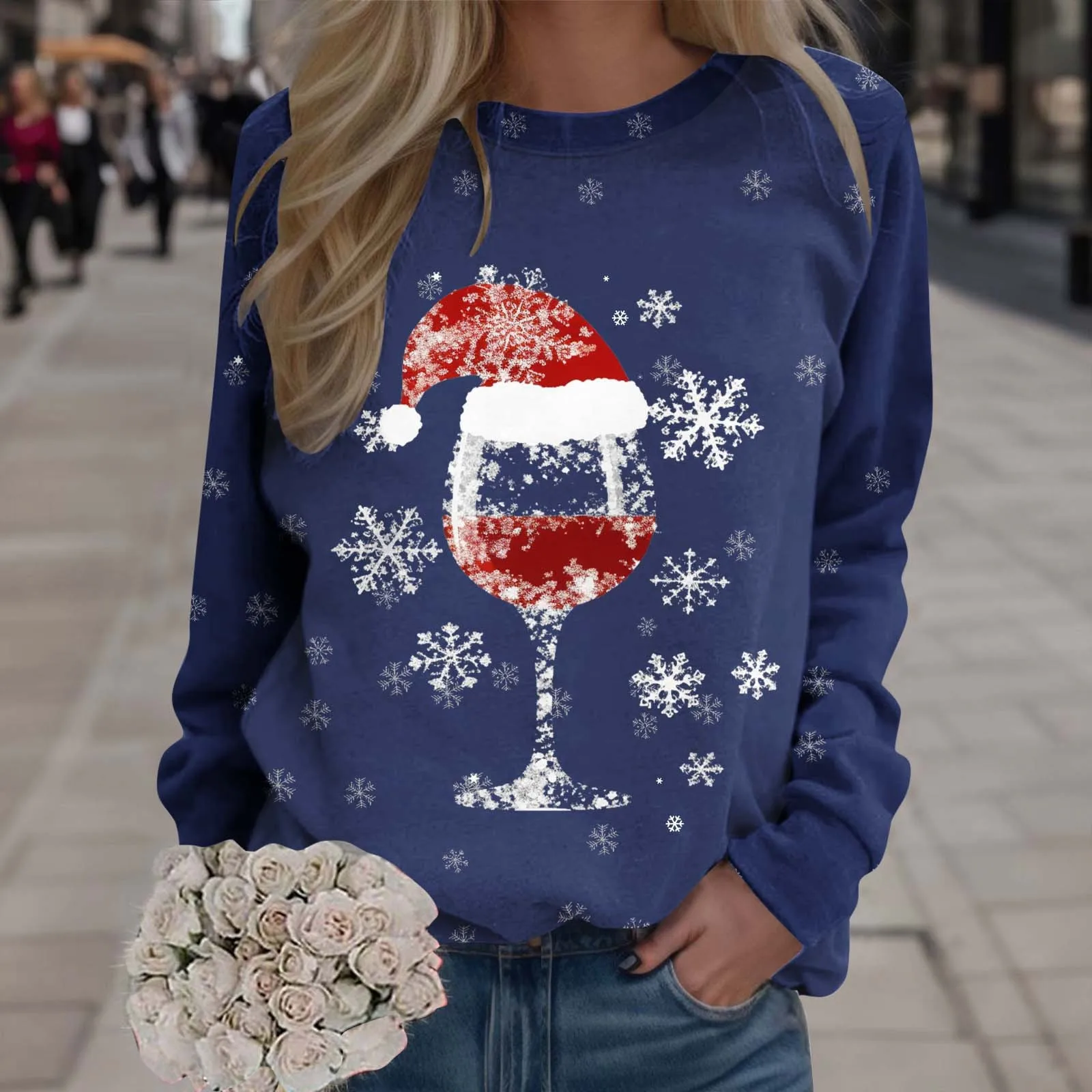 Women Christmas Graphic Pullover Tops Long Sleeve Tops Shirts Loose Hoodies Women Sweatshirt Blusas Para Mujer Sudaderas