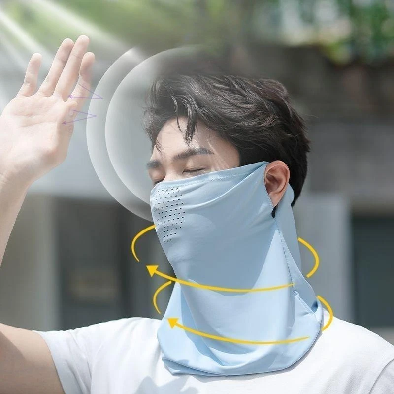 Summer Sunscreen Ice Silk Mask Neck UV Protection Face Cover Sunscreen Face With Brim Outdoor Cycling Sun Protection Hats Caps