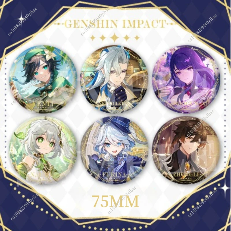 Genshin Impact-1 Pins de 75MM, figura de juego Kaeya Kaveh Itto Kirara Cyno Wanderer Mika Razor, insignia redonda, broches, accesorios de ropa