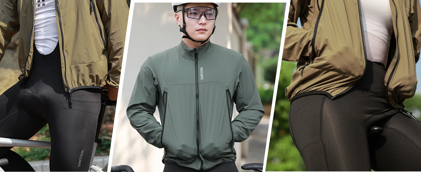 WOSAWE Unisex Fahrradjacke Wasserabweisend Leichtgewicht Herren Windbreaker Doppelreißverschluss YKK Reflektierend – Detail 33