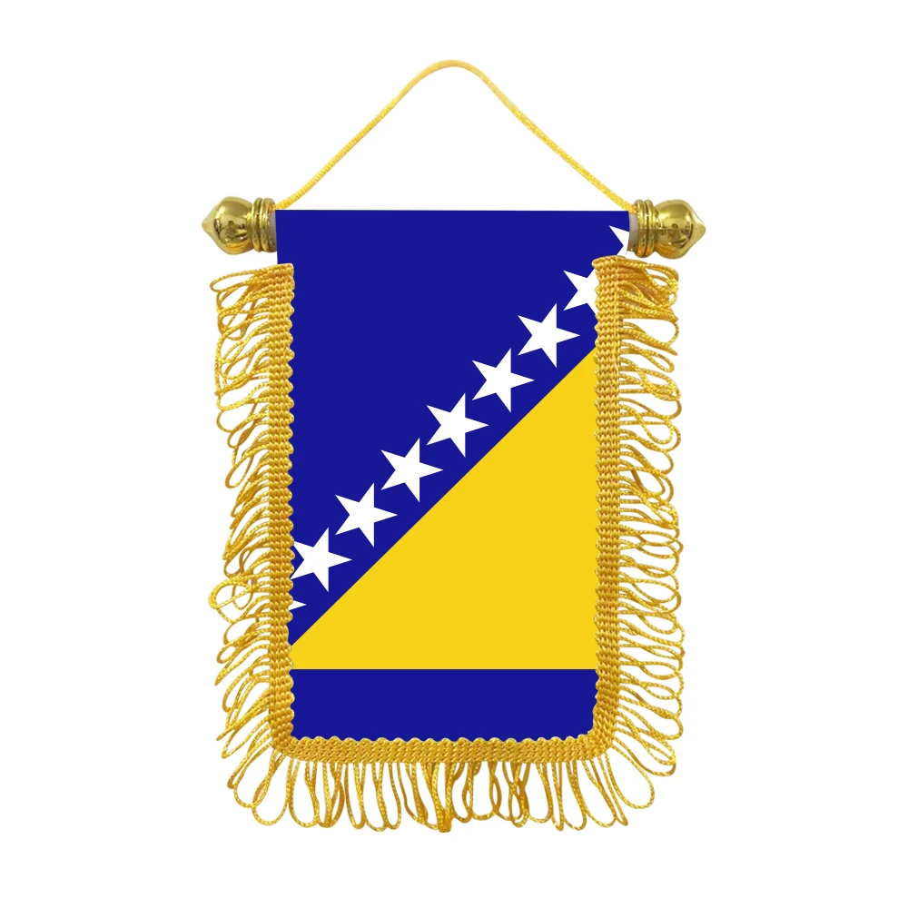 Bosnia and Herzegov small hanging flag 10x15cm triangular flag car decoration hanging flag double-sided pattern with suction cup
