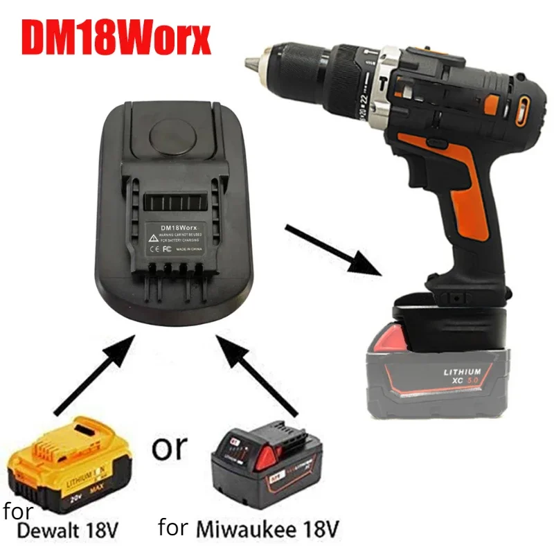 Адаптер DM18Worx для Makita, Bosch, Dewalt, Milwaukee, 18 в, литий-ионный аккумулятор