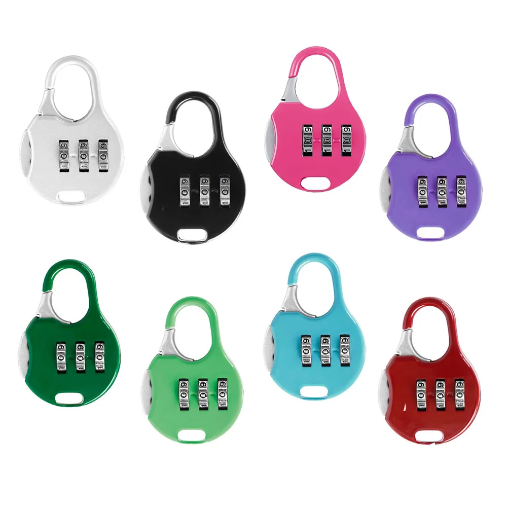 1Piece 50*35*12mm 3 Dial Digit Combination Lock Safe Cipher Lock Security  Mini Padlock for Suitcases Luggage Cabinets 8 Colors