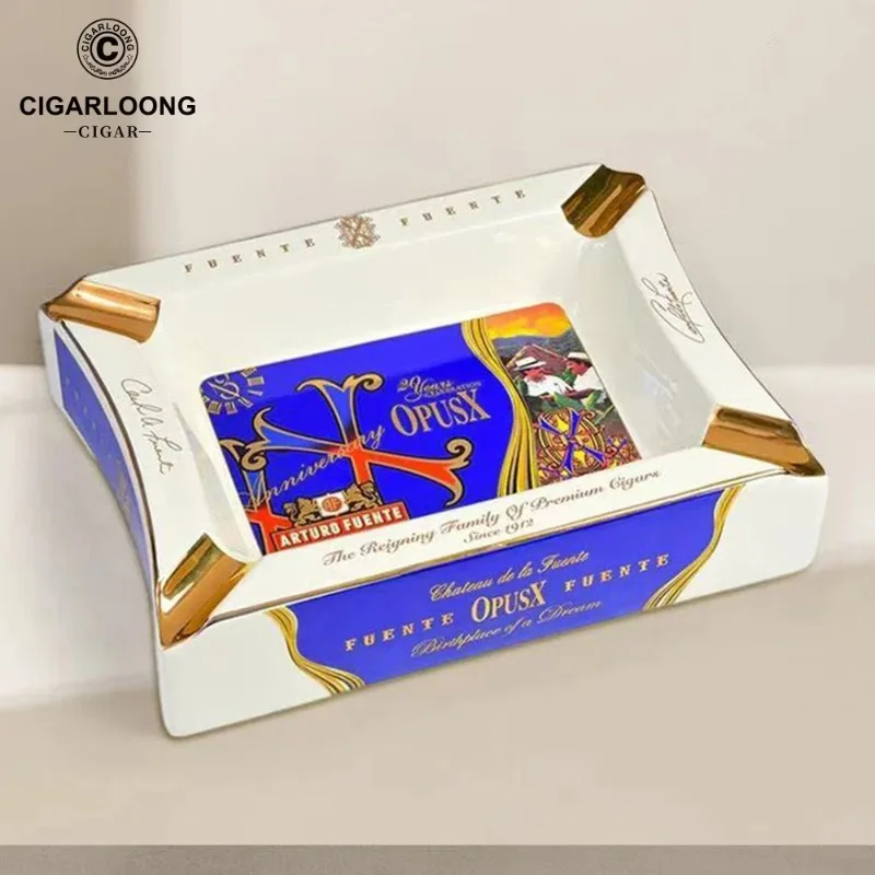OvO Store Cigar Ashtray Light Luxury Horizontal Large Diameter Cigar Groove Creative Ceramic Ashtray Accessories CG-25DA