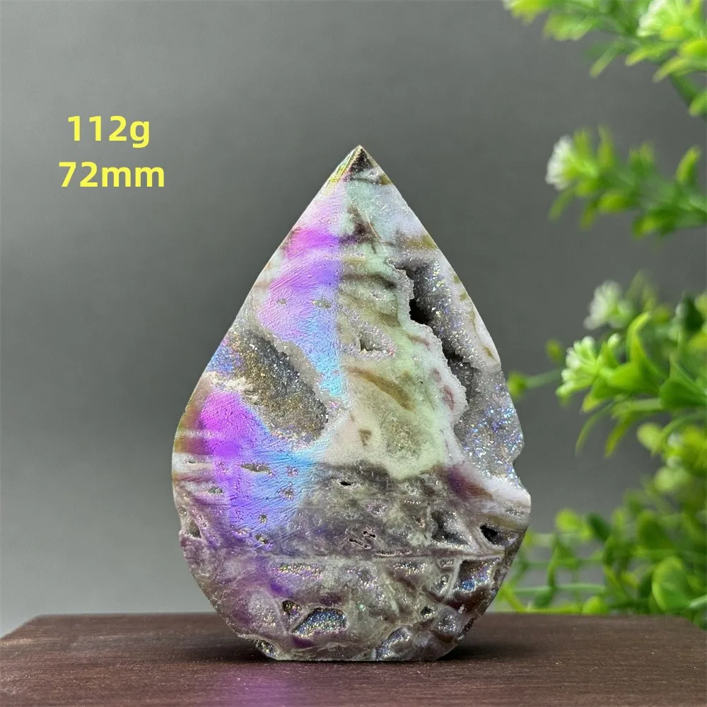 Natural Mineral Color Electroplated Titanium Cluster Sphalerite Free Shape Torch Reiki Healing Witchcraft Meditation Home Decor