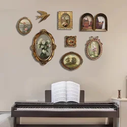 European Retro Photo Frame for Living Room Decorative Painting Resin Hanging Wall Background Decoration
