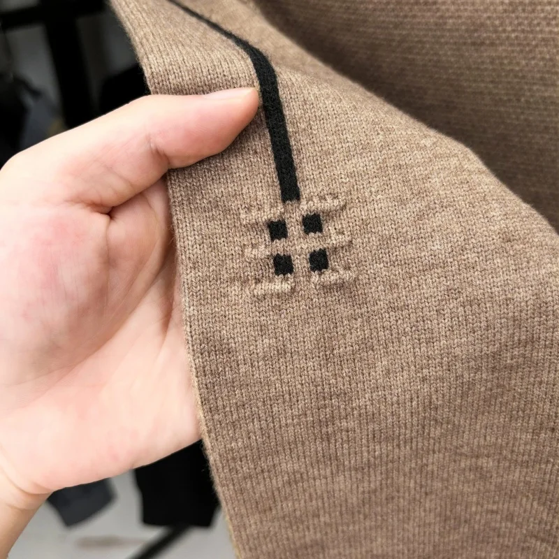 Luxury Men's Autumn Winter Knitting Sweater High Neck Long Sleeves Versatile Pullover Leisure Fashion Innerwear Men's Clothing