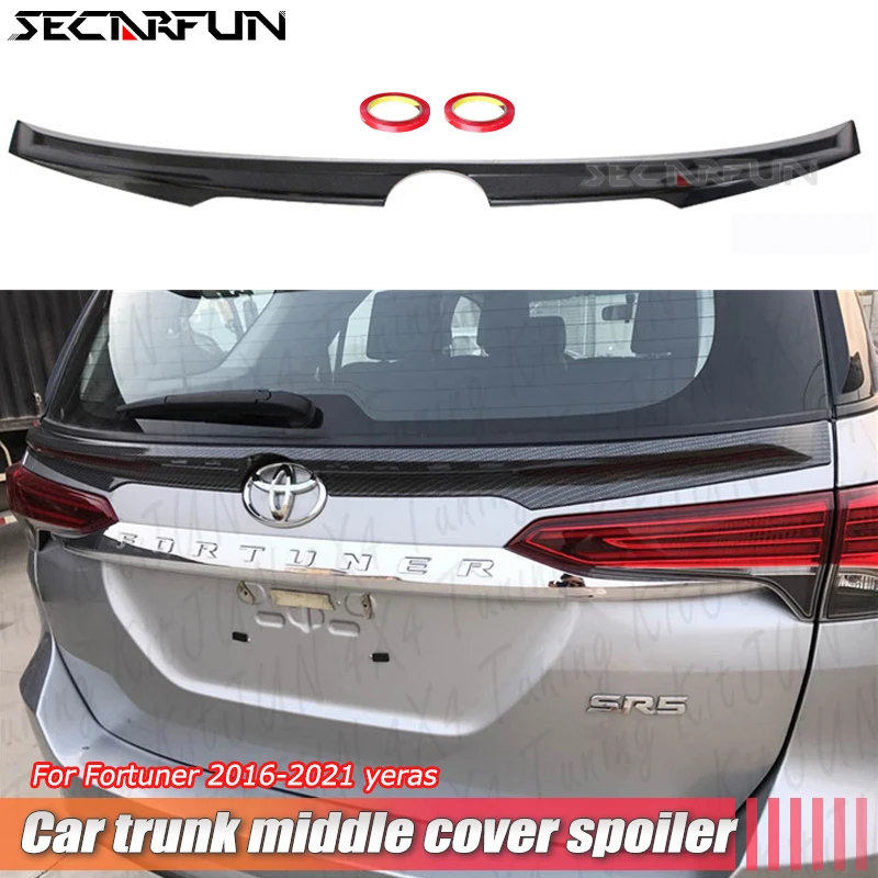 Glossy Black Boot Spoiler For Toyota Fortuner Rear Middle Extensio Cover Tail Trim Spoiler Lip Fortuner Accessories 2016-2021