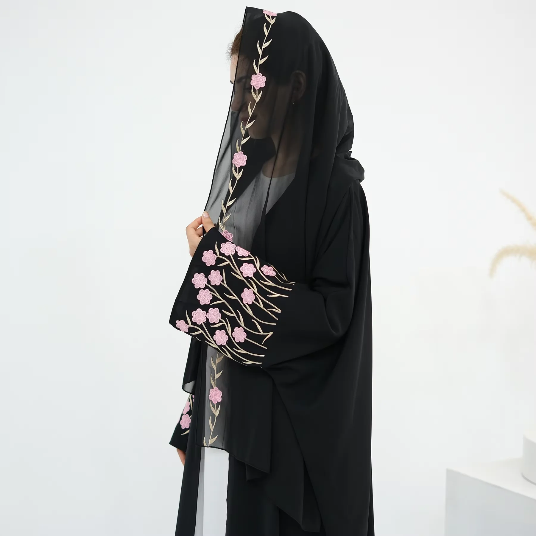 Offene Abaya Dubai Stickerei Muslimischen Hijab Kleid Frauen Islam Kleidung Türkei Kaftan Kimono Jalabiya Kebaya Kaftan Marocain Femme