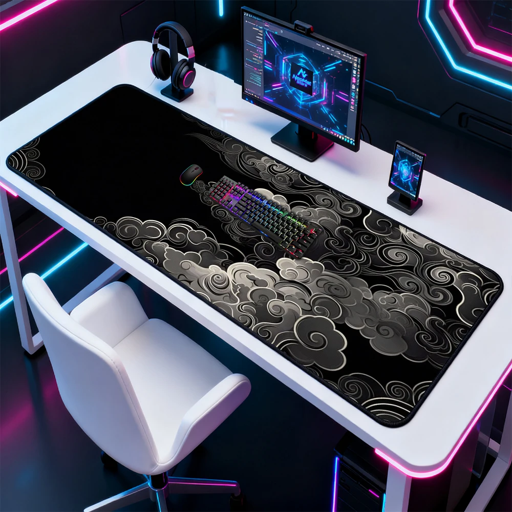 

Cloud Mouse Pad Black Anime Desk Rug 5mm Mousepad Xxxxl 1800mm Computer Decorations Extra Large Table Mat 140x60 Work Bench Mat