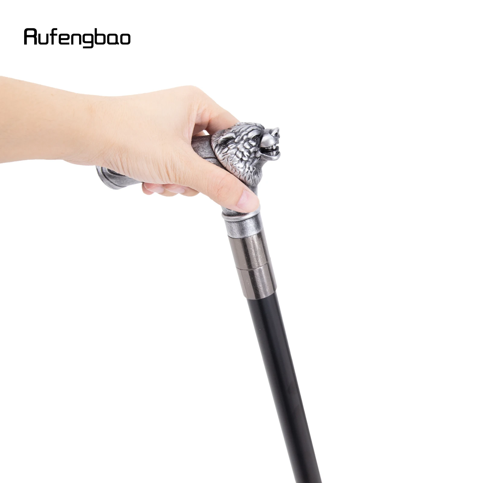 Silvery Bear Head Handle Decorative Stick Decorative Cane for Halloween for Cosplay and Parties Cane 93cm