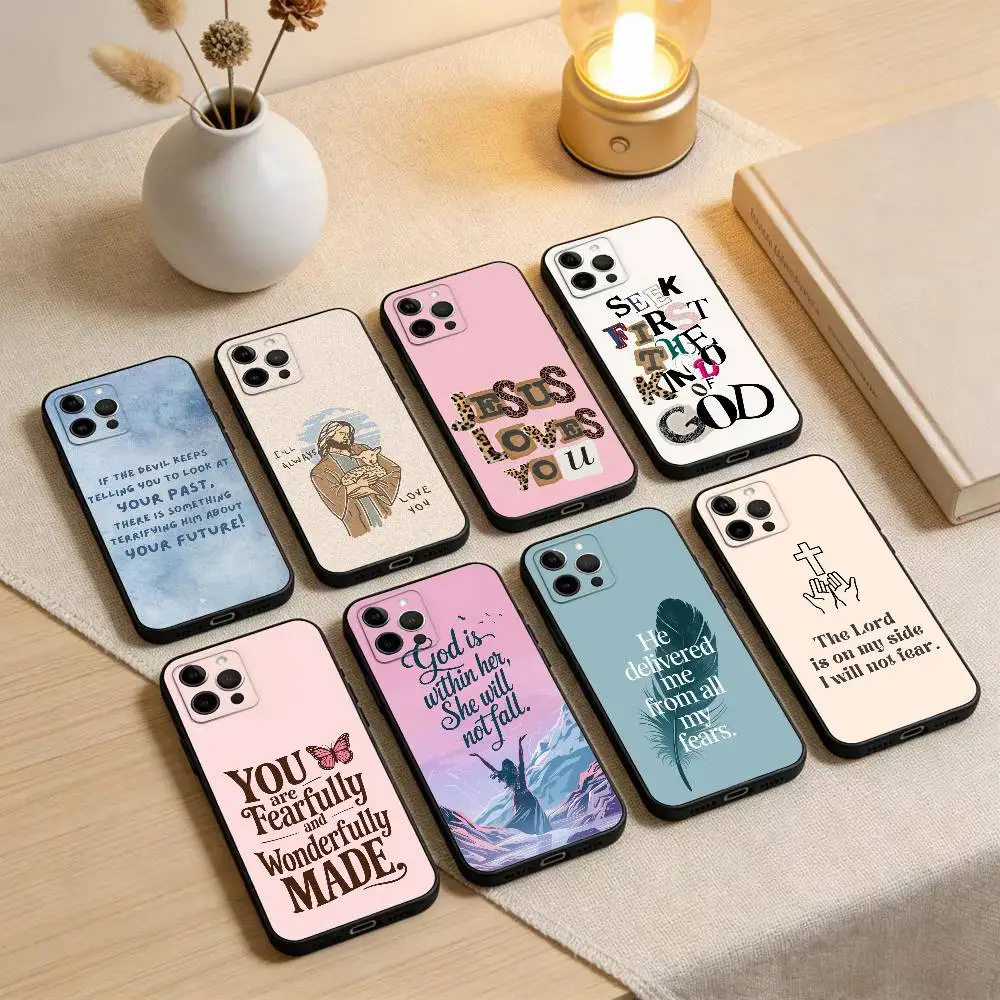 

Jesus G-God Quote Scrawl Phone Case For iPhone 17,16,15,14,13,12,11 Plus,Pro Max,XS,Soft Silicone Black Cover