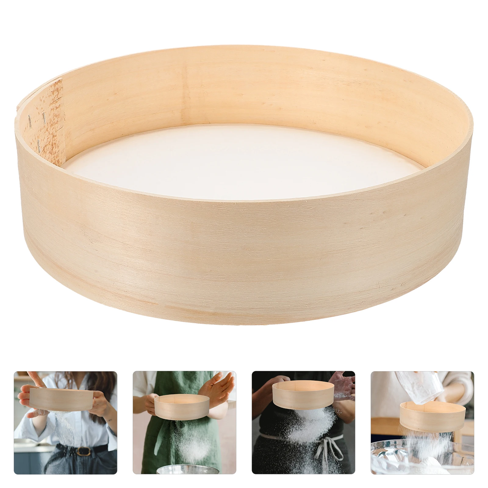 

Flour Sieve Filter Kitchen Handheld Sifter Round Hand-operated Sifters Wood Sieving Tool Manual Fine