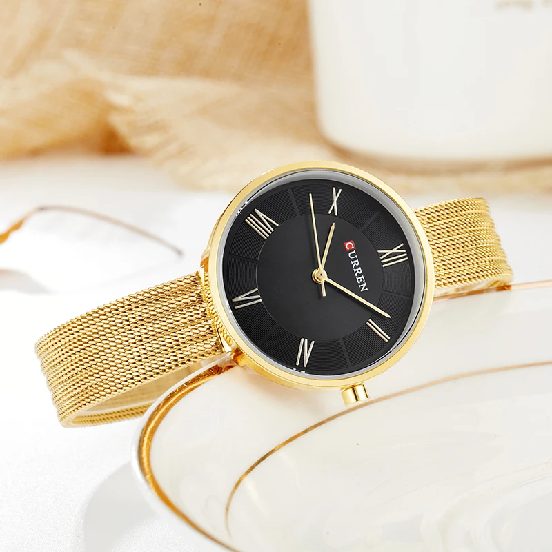 CURREN 9020 Small Dial Quartz Watch for Ladies, Waterproof Elegant Mesh Strap Fashion Wristwatch view 5