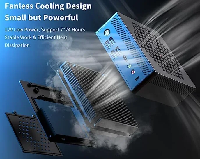 SZBOX AC8-N Fanless N200 Mini PC Alder Lake N100 Mini PC Windows 11 Pro DDR4 16GB RAM 256GB NVMe SSD 4K WiFi 6 BT5.2