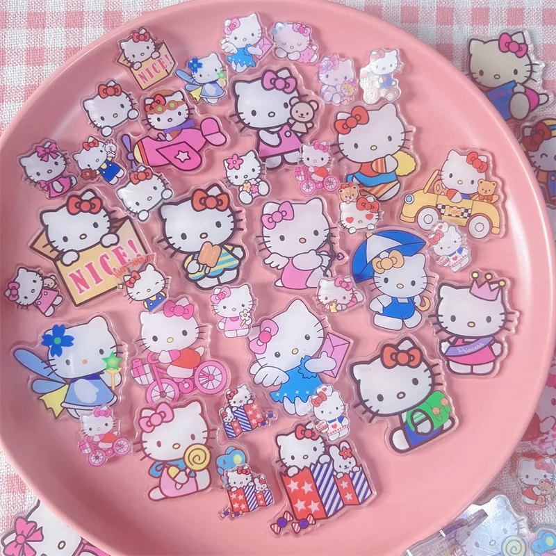 30pcs Random Hello Kitty Cute Acrylic Patch DIY Bag Jewelry Crafts Accessories For Keychain Brooch Phone Case Anime 2cm Ornament