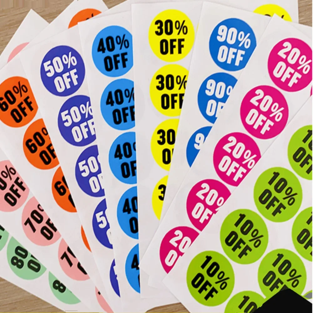 50% Discount Promotional Labels, 2.5cm Round Red Stickers, 180 Pieces per Pack, Retail Price Tags