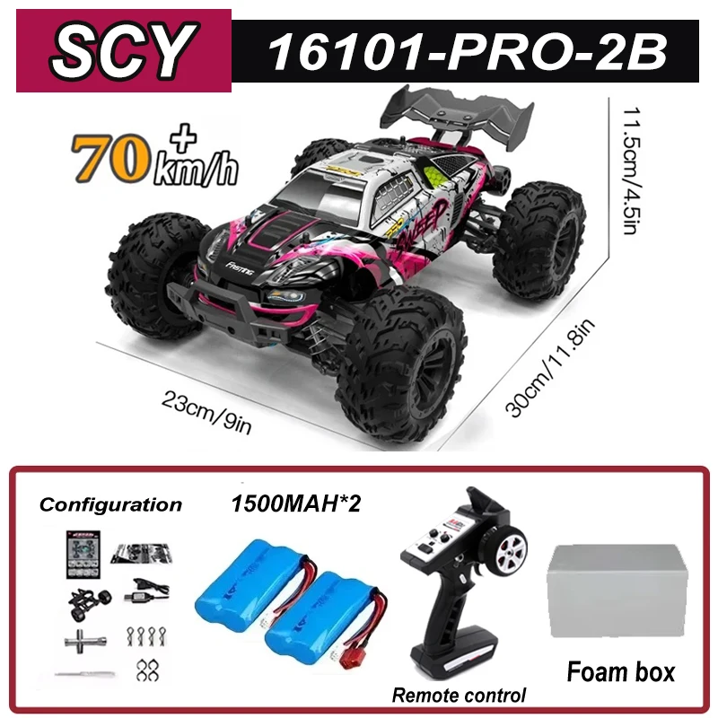 

SCY 1:16 16101Pro 70KM/H 4WD RC Car with LED Light 2.4G Remote Control Cars High Speed Drift Monster Truck for Children Gift
