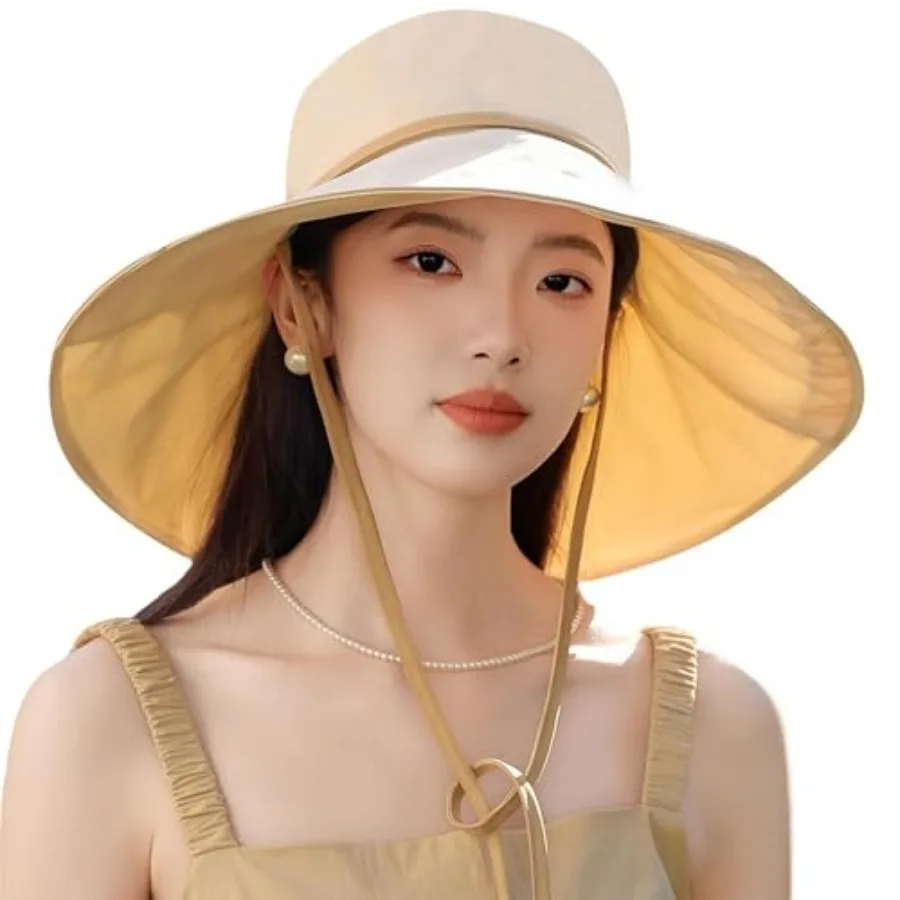 

Women's Wide-Brim-Sun-Hat Sun Protection Summer Beach-Bucket-Hat for Travel Outdoor