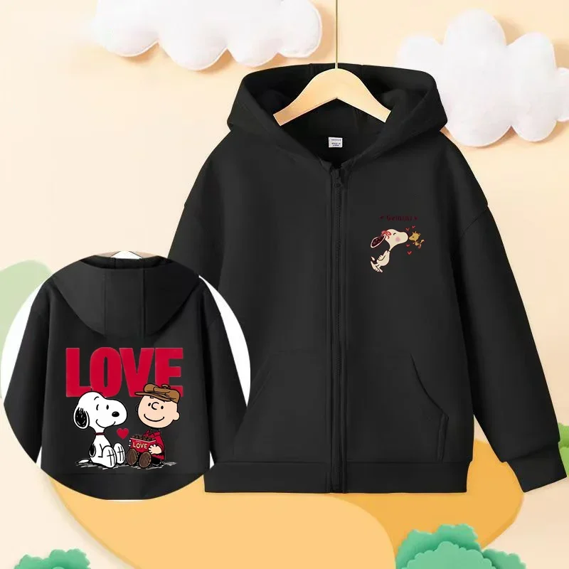 Snoopy cartoon anime children\'s hoodie zipper hoodie casual children\'s style boys and girls same style 3-14 years old