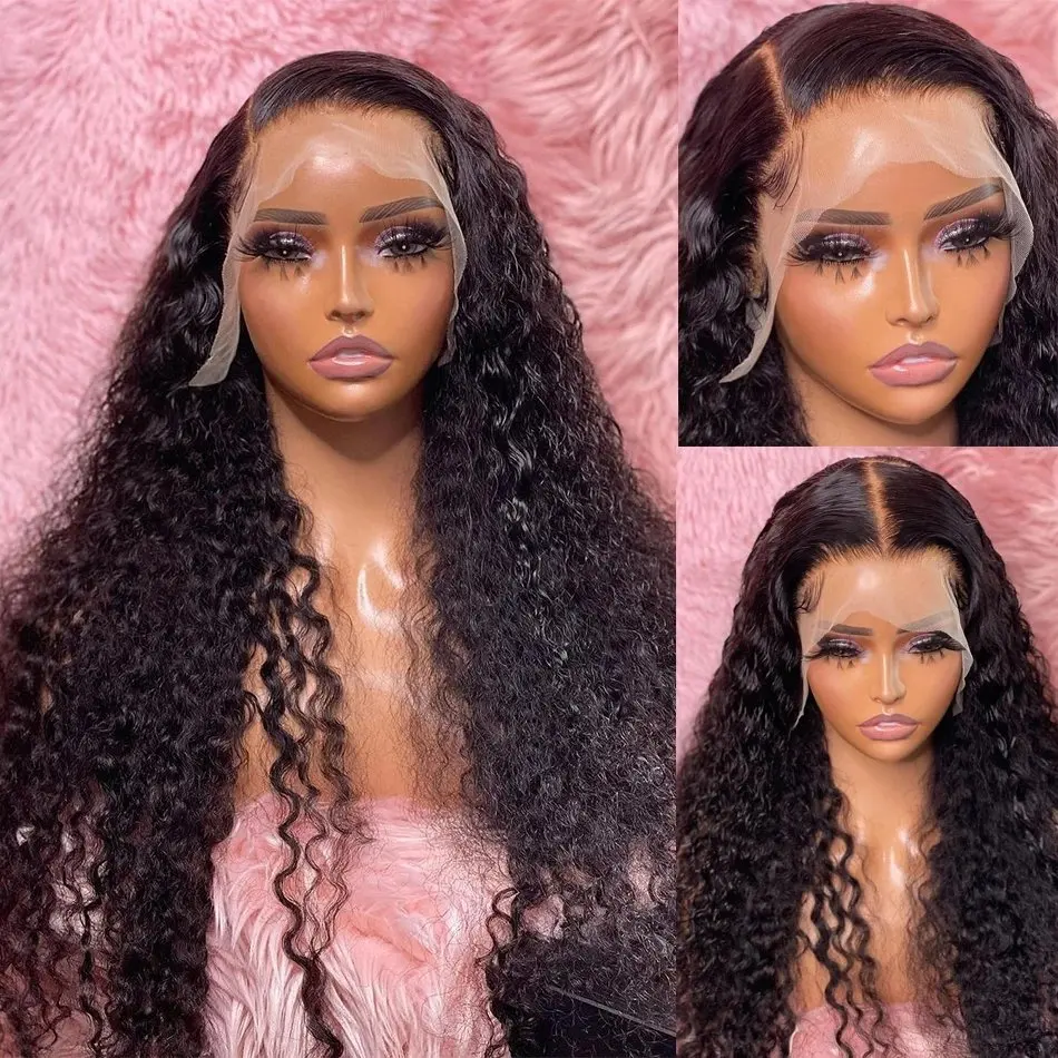 Rosabeauty 250% Density Deep Wave 13x4 HD Lace Front Human Hair Wigs 5X5 Preplucked Glueless Ready To Go Curly Wig 40 Inches