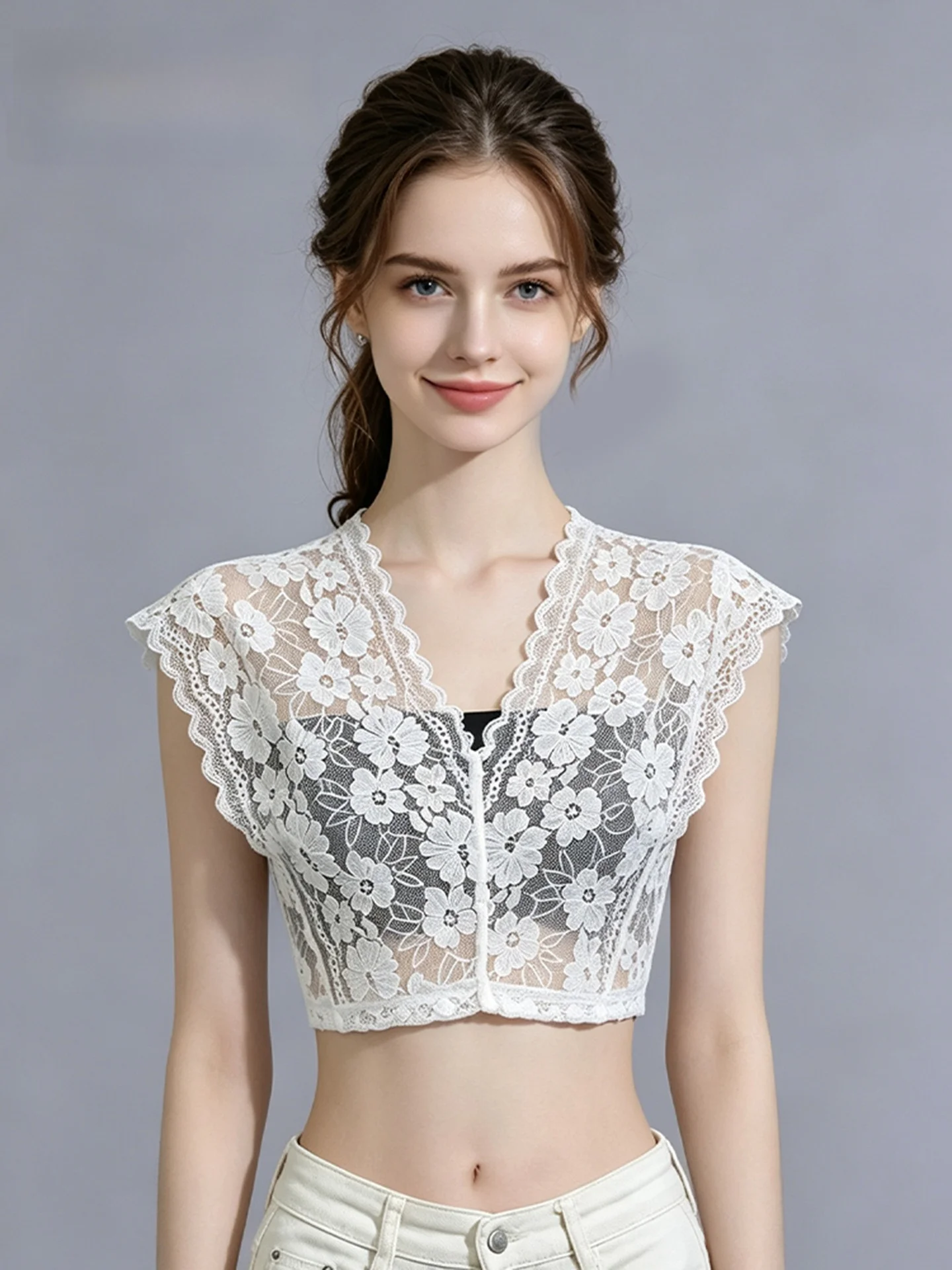 versatile-lace-collar-base-shirt-v-neck-top-inner-wear-spring-summer-anti-exposure-tube-top-wrap-chest-thin-autumn-winter