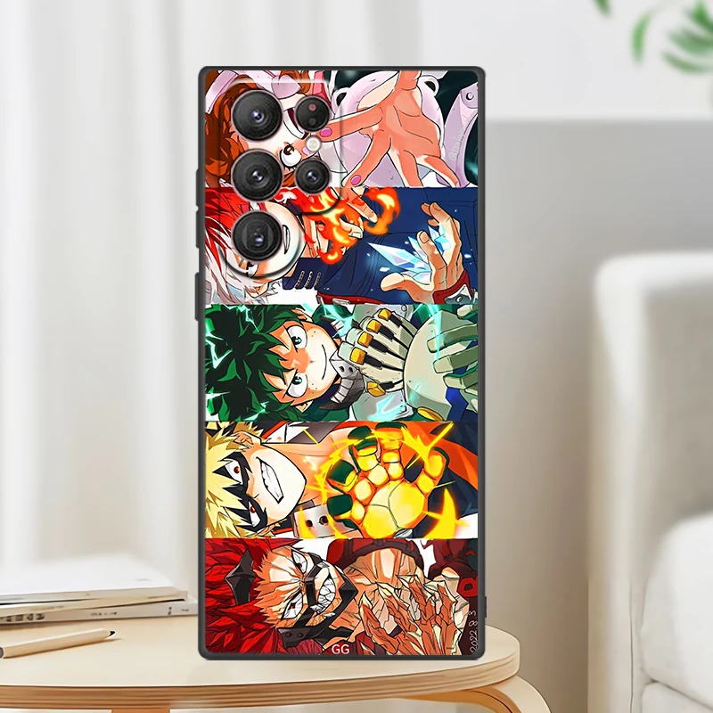 My Hero Academia Phone Case For Samsung S24 S23 S22 S21 S20 FE S10 S10e Ultra Plus Lite Black Soft Cover