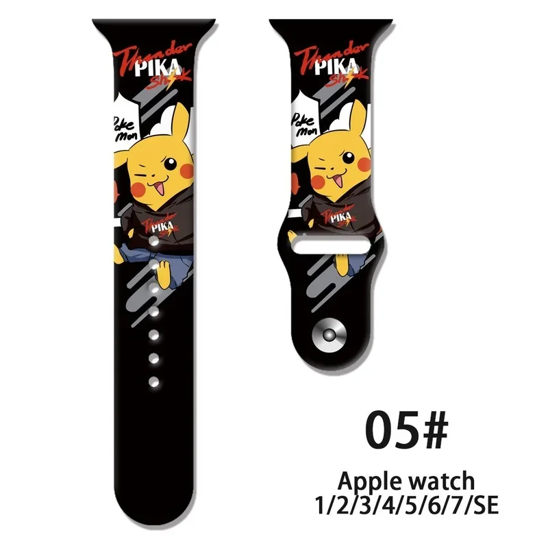 Pokemon Pikachu Anime New Strap for Apple Watch Band 45mm 44mm 41mm 38mm 42mm 40mm Bracelet for IWatch 7 6 5 4 Cartoon Watchband