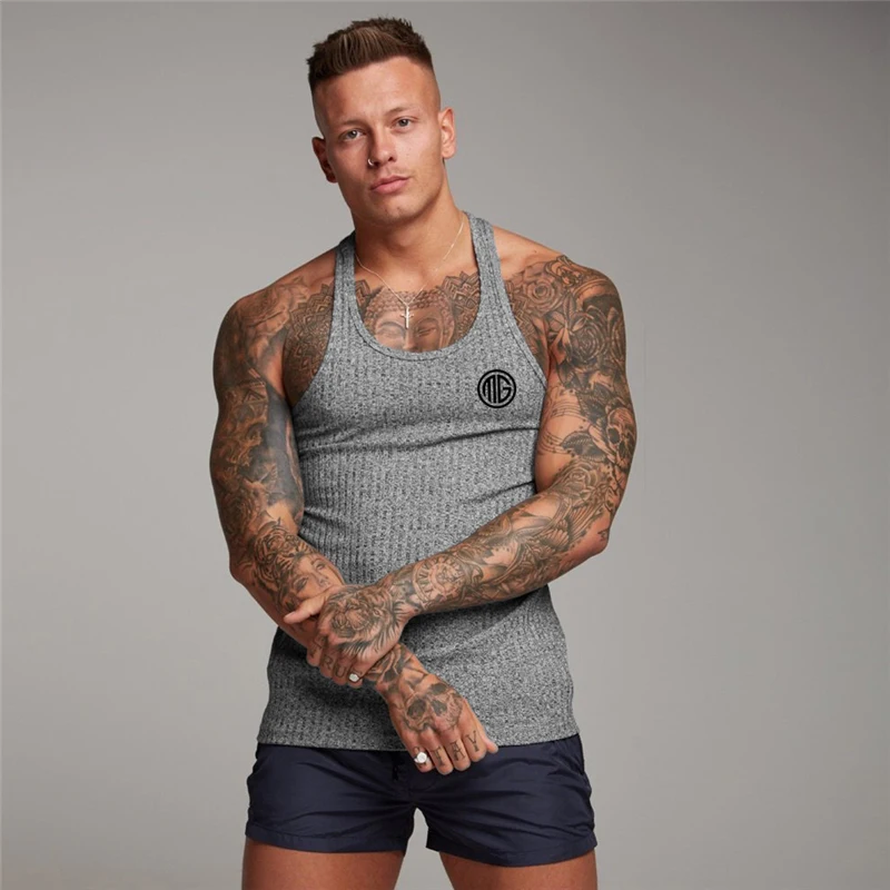 

Летние облегающие топы на бретелях с Y-образной спинкой, мужские повседневные вязаные жилеты в вертикальную полоску для тренажерного зала, фитнеса, бодибилдинга, эластичные жилеты без рукавов