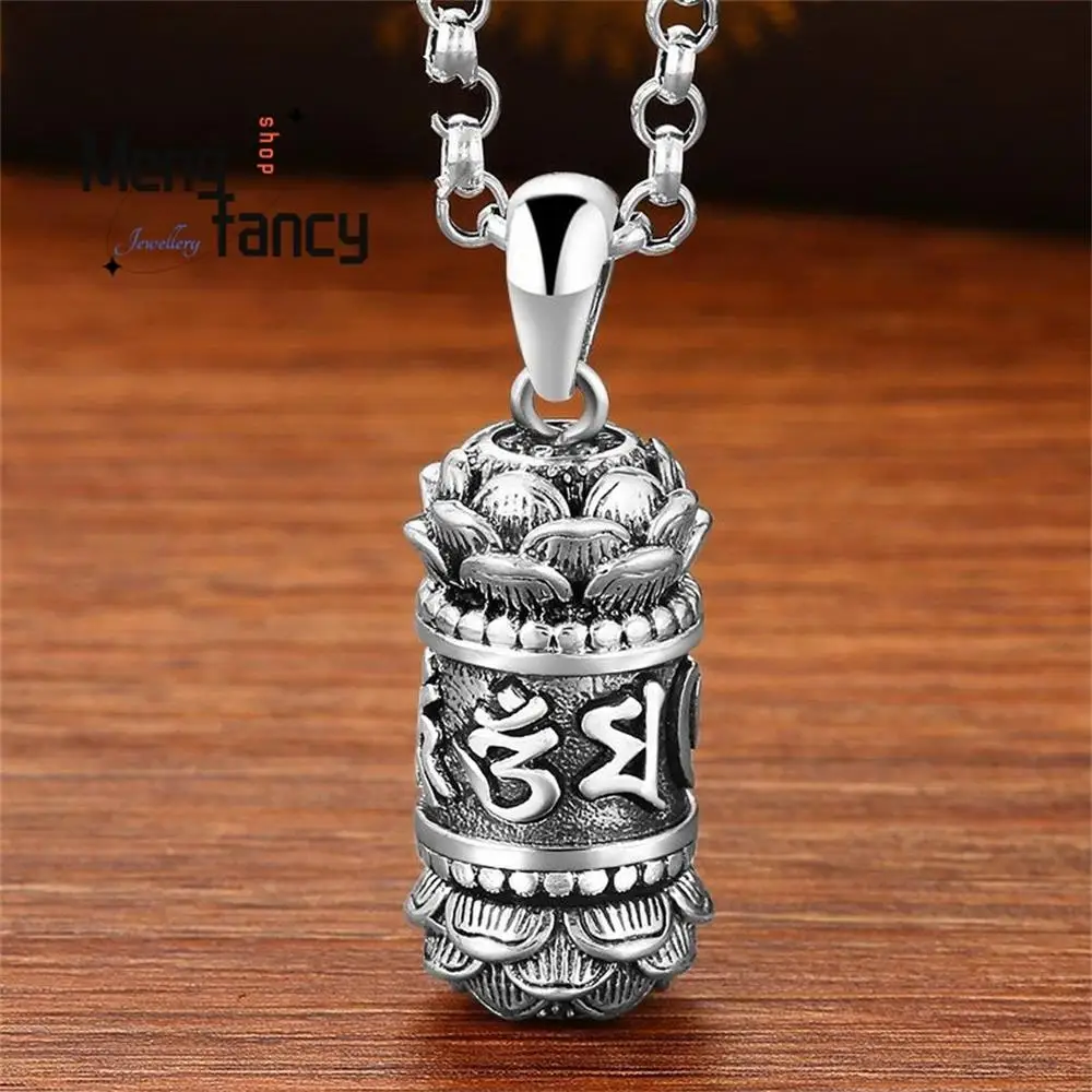 990 Silver Vintage Six Words of Proverbs Pendant Charms Fashion Women Men Necklace Amulets Mascots Jewelry Luxury Holiday Gifts