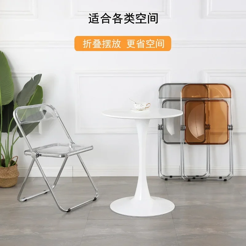 كرسي شفاف كرسي صور المشاهير على الإنترنت مقعد أنيق، كرسي أكريليك قابل للطي #3