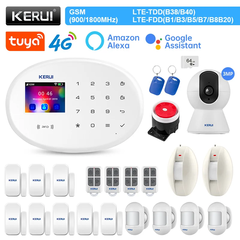 KERUI W204 Home Kit 4G WIFI GSM Alarm System Security System Tuya Smart Curtain Motion Sensor Detector Door Sensor Siren