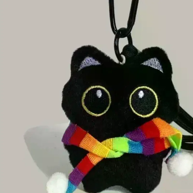 

1Pcs New Cute Big Eyes Black Cat Squeezing Plush Toy Doll Small Pendant Ins Black Cat Doll Keychain For Boy Girl Birthday Gifts