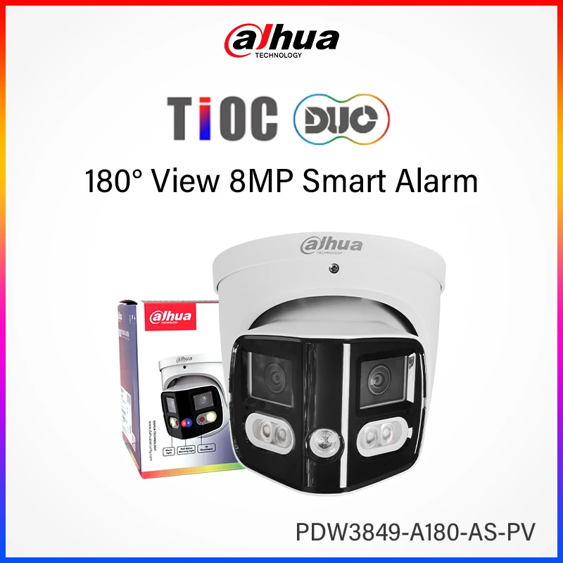 Dahua Original PDW3849-A180-AS-PV 8MP 180° IP Camera Red & Blue Warning Lights Alarm Sounds Two-way Audio EPTZ Smart Dual Light