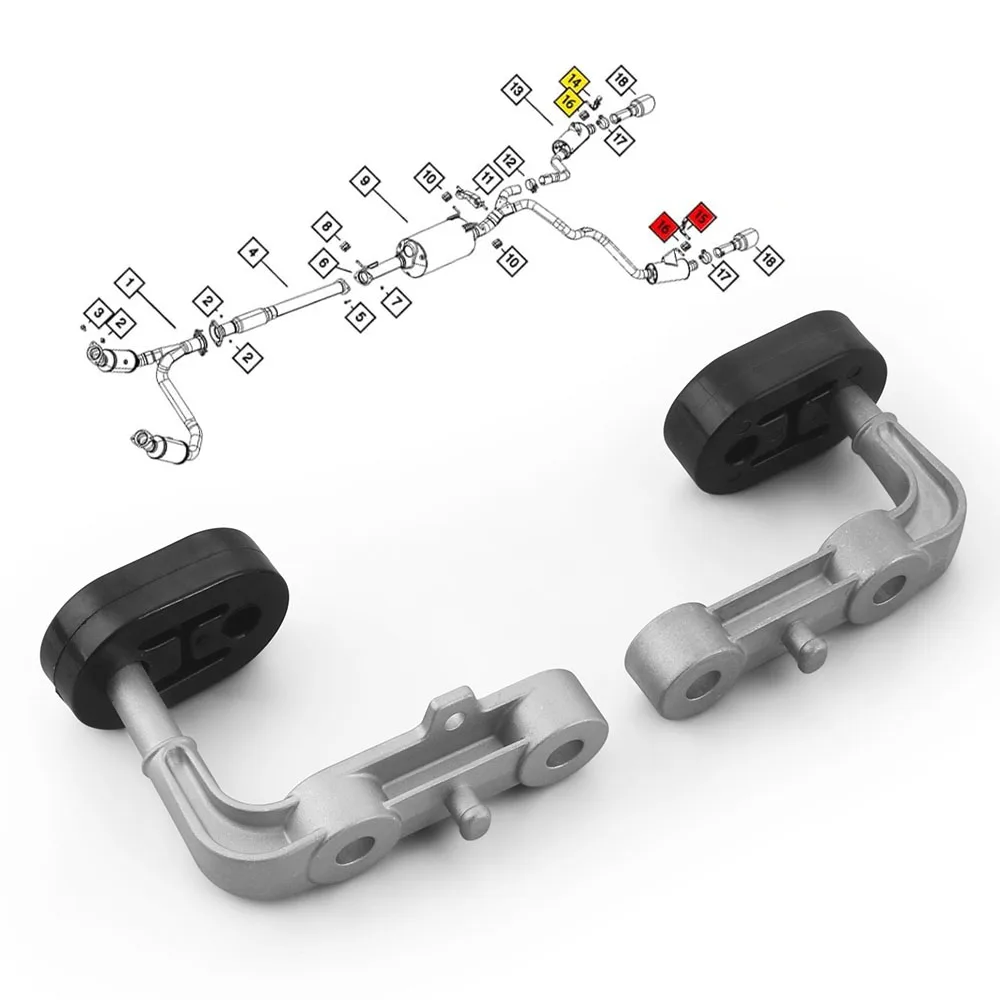 مجموعة دعم كاتم الصوت لقوس العادم الخلفي الأيسر والأيمن 68275662AB 68395841AA لدودج رام 1500 3.0L 5.7L 6.2L 2019-2025 #4