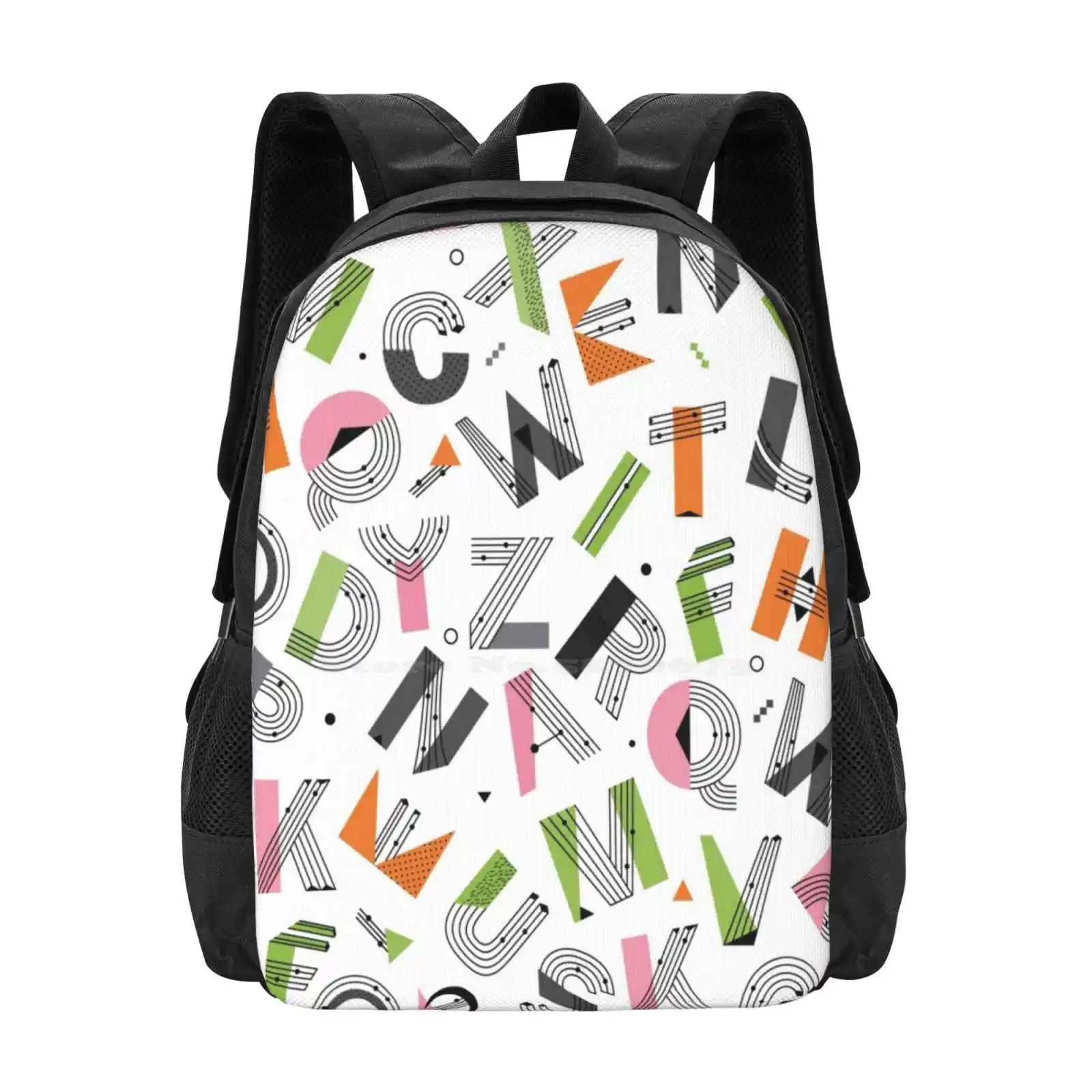 

Alphabet Seamless Pattern. Memphis Design Pattern Design Bagpack School Bags Alphabet Pattern Seamless Font Abc Letters 80S