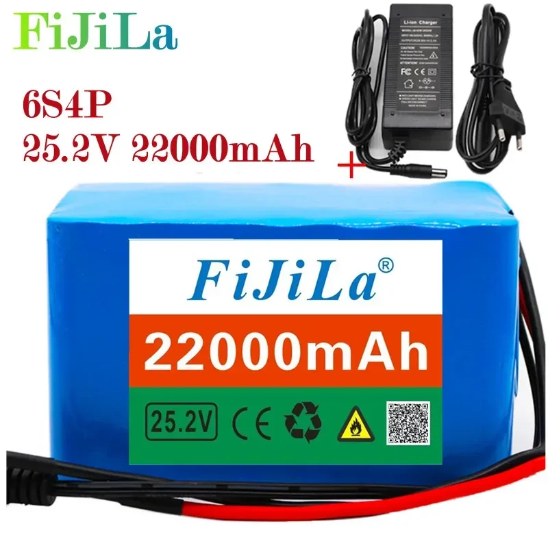 

6s4p 24V 22Ah 18650 Battery Lithium Battery 25.2v 22000mAh Electric Bicycle Moped /Electric/Li ion Battery Pack with + charger