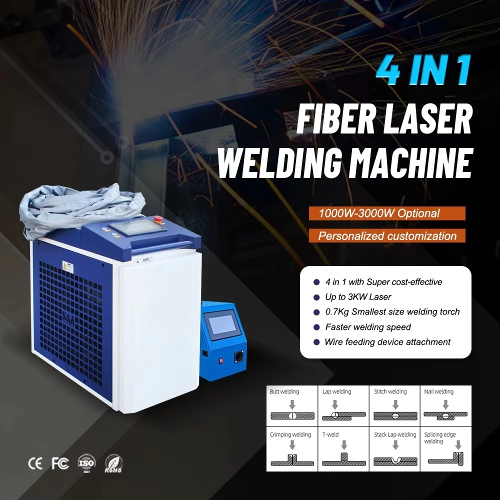 Hot Selling Handheld Mini 3000w 4 in 1 Welding Cutting Cleaning Machine Price
