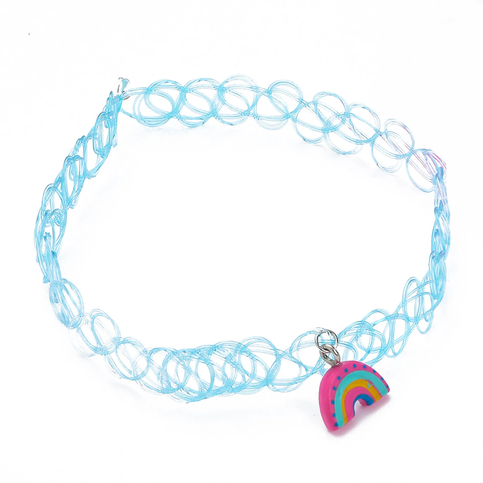 New Pony Rainbow Resin Pendant Elastic Necklace Popular Children\'s Necklace Jewelry