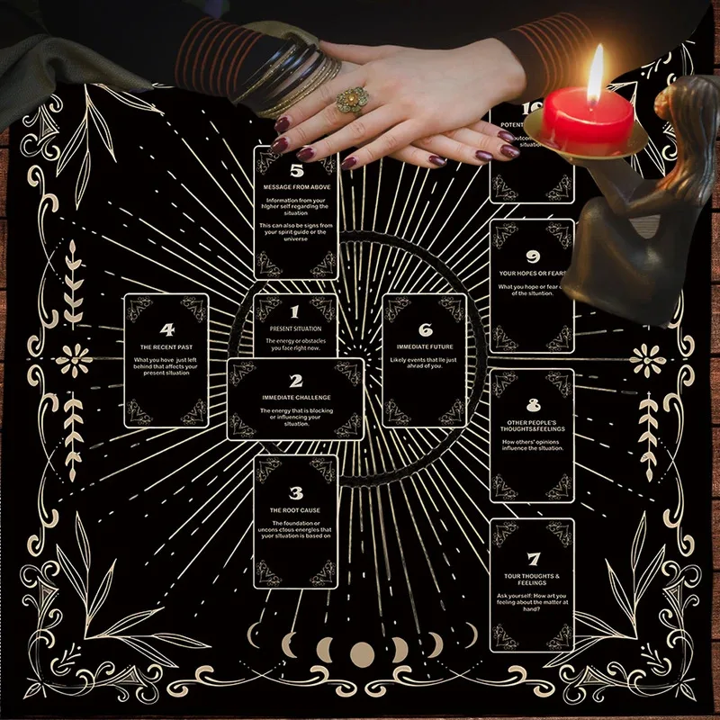 VIKAMA Tarot Divination Tablecloth Retro Mysterious Ceremony Altar Cloth Witch Magic Ceremony Table Mat