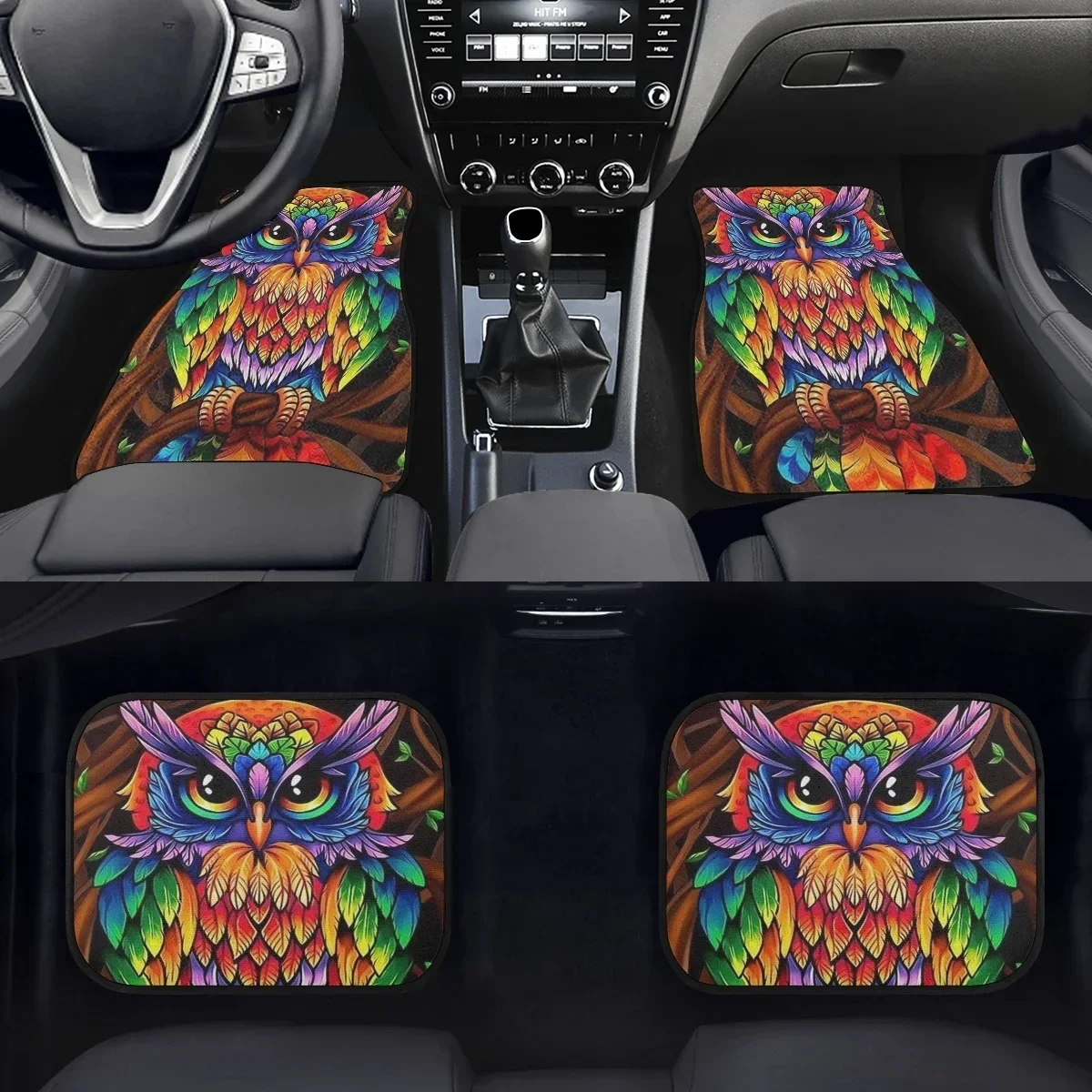 Car Floor Mats Gradient Beautiful Parrot Pattern Anti-Slip Carpet Set Universal Auto Foot Mat Covers Girls Boys Car Accessories