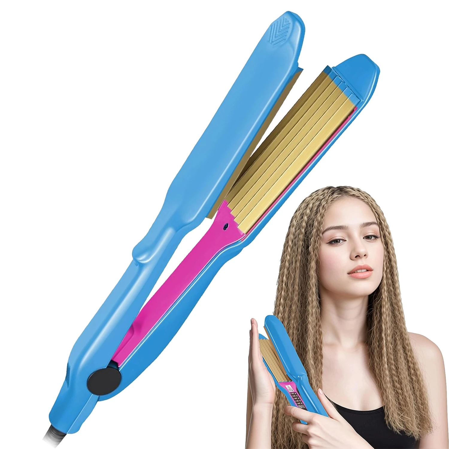 

Professional Crimping Iron Hair Crimper Iron for Women Corrugation Hair Iron Wide Volumizing Fluffy Hairstyle 5 Adjust Temp