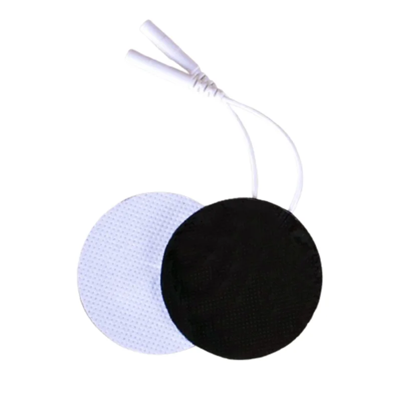 30pcs 4cm Round Non-woven Reusable Adhesive Gel Electrode Pads Patches for TENS EMS Electric Body Massage with 2.0mm Pin Cable