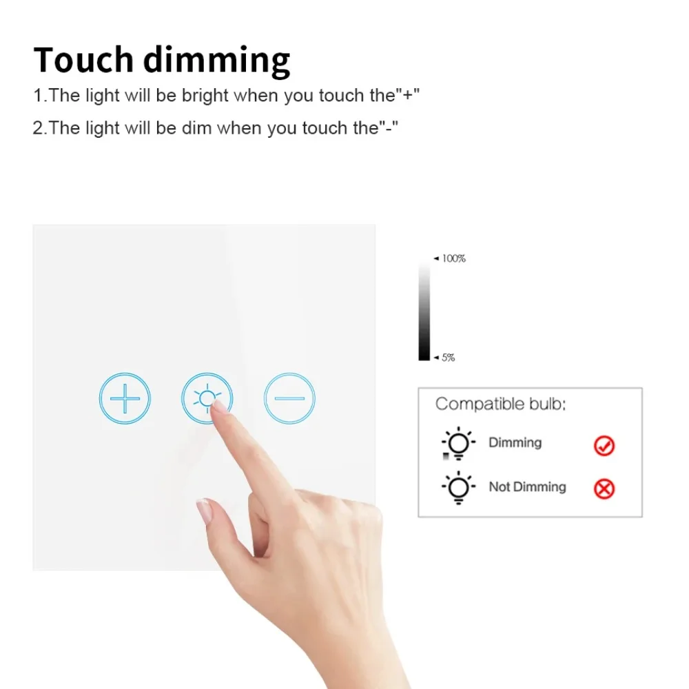 Tuya Smart WIFI LED Dimmer Switch Smart Wall Light Touch Sensor Switch APP Voice Control Lamp Switch EU/UK for Alexa Google Home