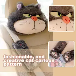 Cartoon Cute Lucifer Bad Cat Car Headrest Seat Belt Cover Anime Movie Plush Car Headrest Car Neck Pillow Interior Supplies