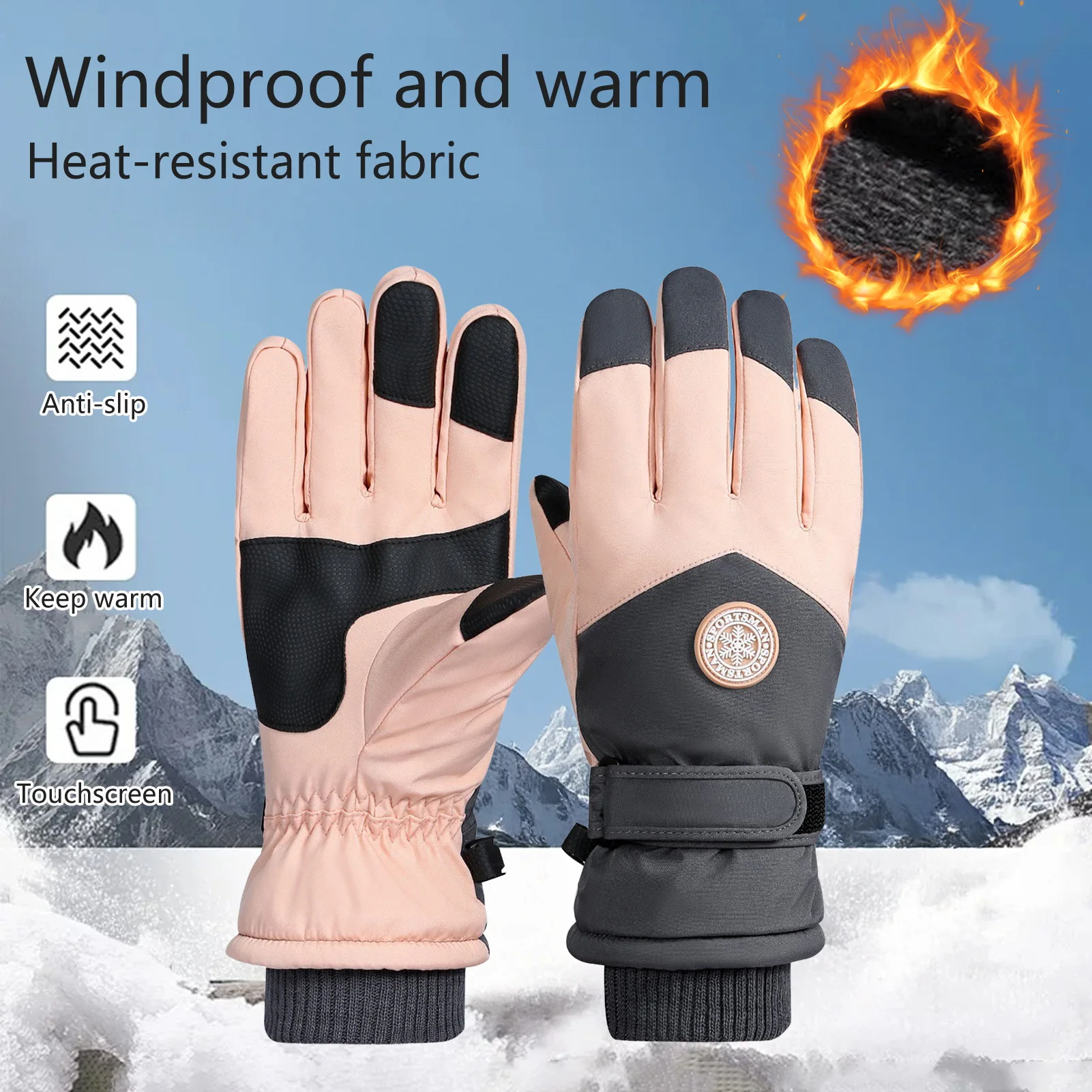 

Женские термолыжные перчатки, зимние водонепроницаемые теплые ветрозащитные снежные перчатки для катания на лыжах, езды на велосипеде, мотоциклов и занятий спортом на открытом воздухе