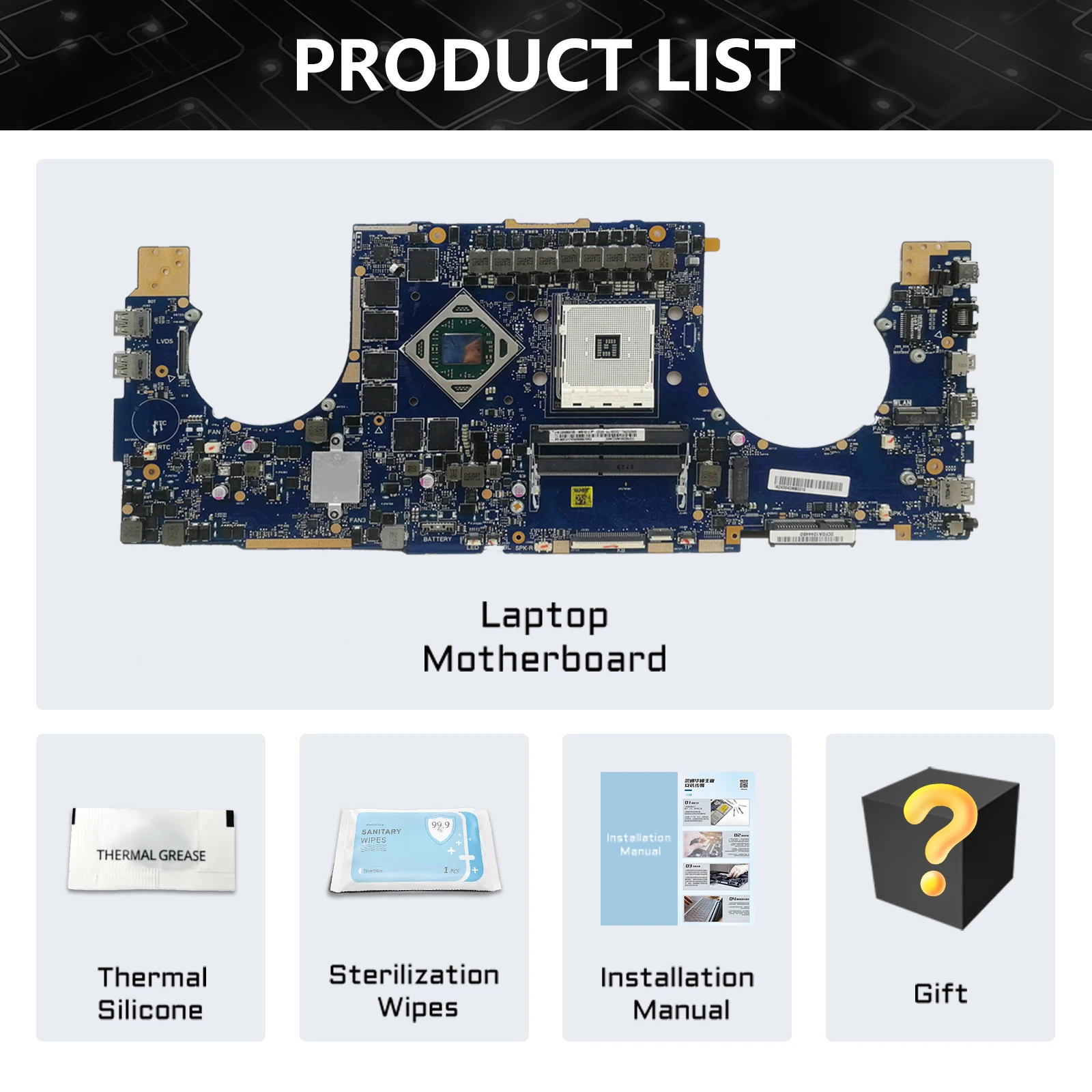 Imagem -06 - Akemy Gl702z Notebook Mainboard para Asus Rog Strix Gl702zc Gl702z Laptop Placa-mãe Rx580 100 Teste ok