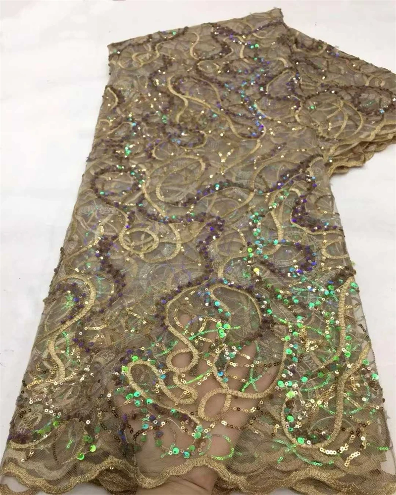 Nigerian Rope Lace Fabric 2025 High-Quality African Guipure Cord Luxury Sequins for Women's Party Dresses Sewing And Crafting