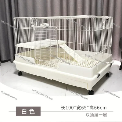 Luxury Double Layer Rabbit Villa Double Drawer Anti-Splash Urine Cage For Rabbit Guinea Pig